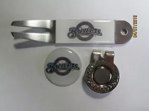 GOLF/ Milwaukee Brewers Ball Marker w/ Magnetic Hat Clip + Divot Tool New! - Picture 1 of 6