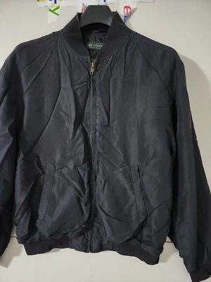Jaqueta Neil Martin Masculina S Preta Bombardeiro Zíper 100% Seda Forrada Oversized Antiga Anos 90 Ano Novo - Imagem 1 de 4