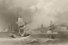 Gravesend, from the river. Kent. BARTLETT 1842 old antique print picture