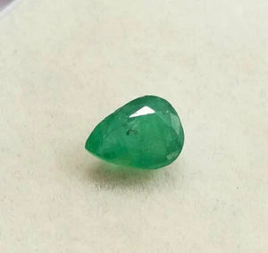1.00 Ct Natural Nice Green Pear Cut Zambia Emerald Finest Quality Gems Untreated - Picture 1 of 9
