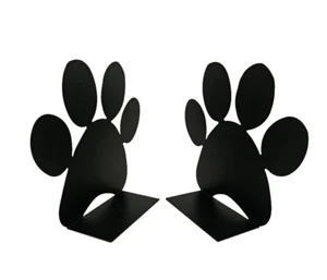 Juego de 2 sujetalibros coleccionables de arte hueco de metal premium Paw Cat or Dog de 6"x6" - Imagen 1 de 6