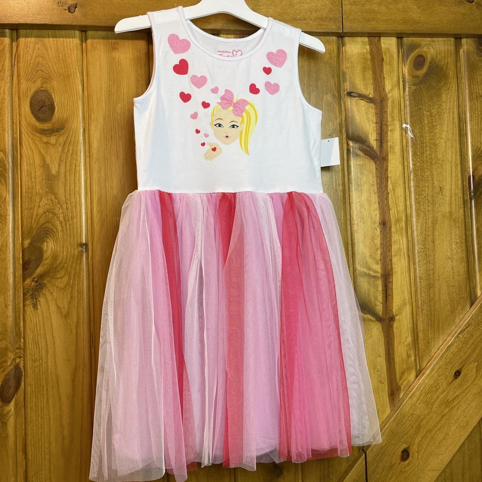 Nickelodeon Girls Jojo Siwa Tutu Dress Pink White Size Medium 7-8