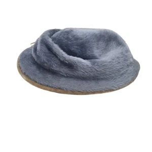 Vintage Chandra Musketeer Hat Blue Faux Fur Cloche  with Hair Clips Lace Lining - Picture 1 of 16