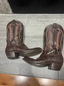 Vintage Cowtown Western Boots Mens Size 9-9.5 EXOTIC Leather Disc. - Picture 1 of 12