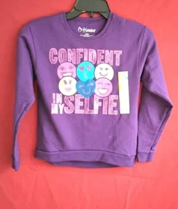 New Girls Hanes Confident In My Selfie Size L 10/12 Pullover Fleece CrewNeck Top - Picture 1 of 9