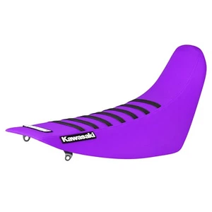1995 - 2007 KAWASAKI KDX 200/220 seat cover all PURPLE with BLACK rib #85 LOGO - Foto 1 di 5