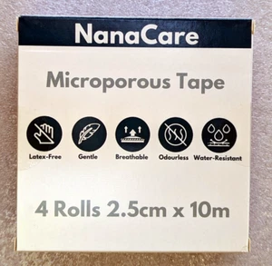 16 rollos de cinta médica/quirúrgica microporosa NanaCare 2,5 cm x 10 m - (4 cajas) - Imagen 1 de 6