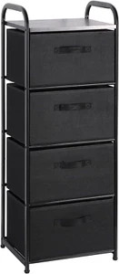 4 Drawer Fabric Dresser Tall Storage Tower, Dresser Chest with Wood Top, Vertica - Picture 1 of 12