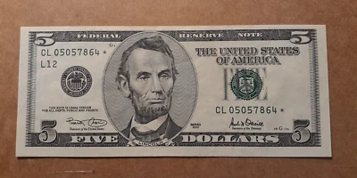 2001 $5.00 FEDERAL RESERVE STAR NOTE*   SAN FRANCISCO   CL* - Image 1 of 2