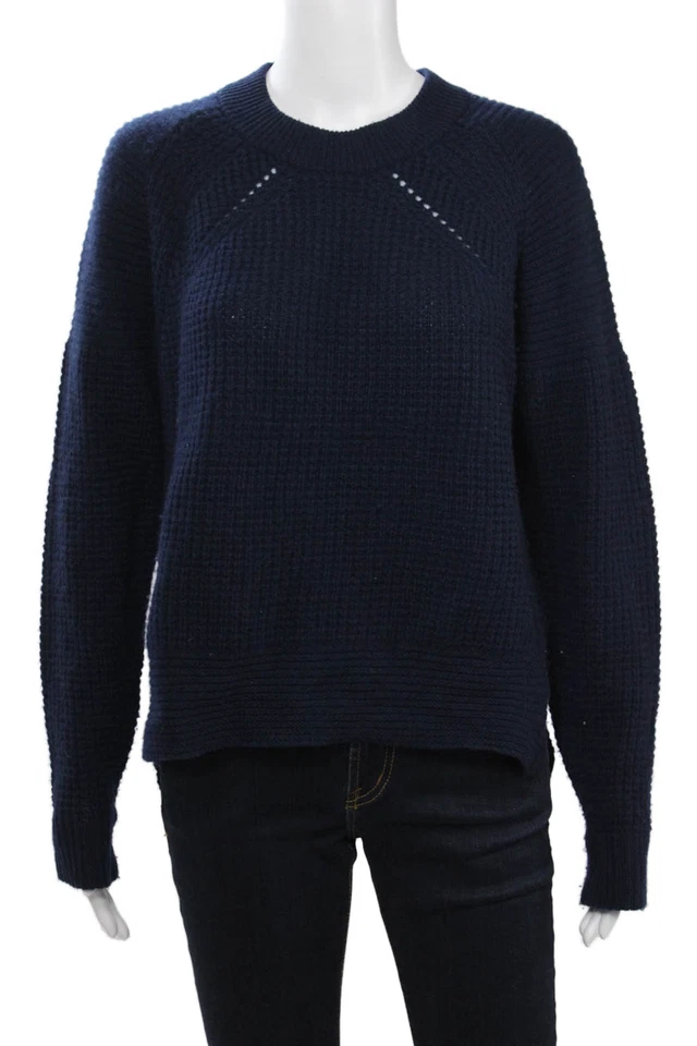 Cárdigan Pullover Otoño Cachemira Unisex Azul Oscuro Lana Cuello Redondo Talla S Foto 1 de 4