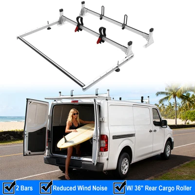 Escalera de furgoneta apta para Nissan NV1500/2500/3500 2011-2025, 2 barras, con ruedas de 36"" Foto 1 de 4