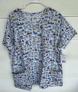 NWT Women's 2X Sweet Loyal Dog Scrubfinity Basix Scrub Top - Picture 1 of 1