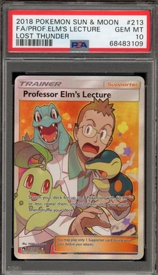 Pokemon Professor Elm's Lecture Lost Thunder Full Art #213 PSA 10 Gem Mint - Image 1 of 2