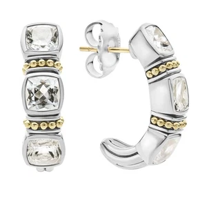 LAGOS Rittenhouse White Topaz J Hoop Earrings Sterling Silver - Picture 1 of 3