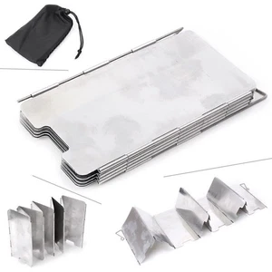 135x75mm 9 Platten Windschutz Bildschirm Faltbar Camping Kochen Herd Gasherd - Picture 1 of 10