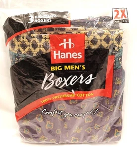 Boxer Hanes 1998 Big Uomo 2XL Vintage Intimo Confezione 3 Motivo 46-48 Cotone - Foto 1 di 7