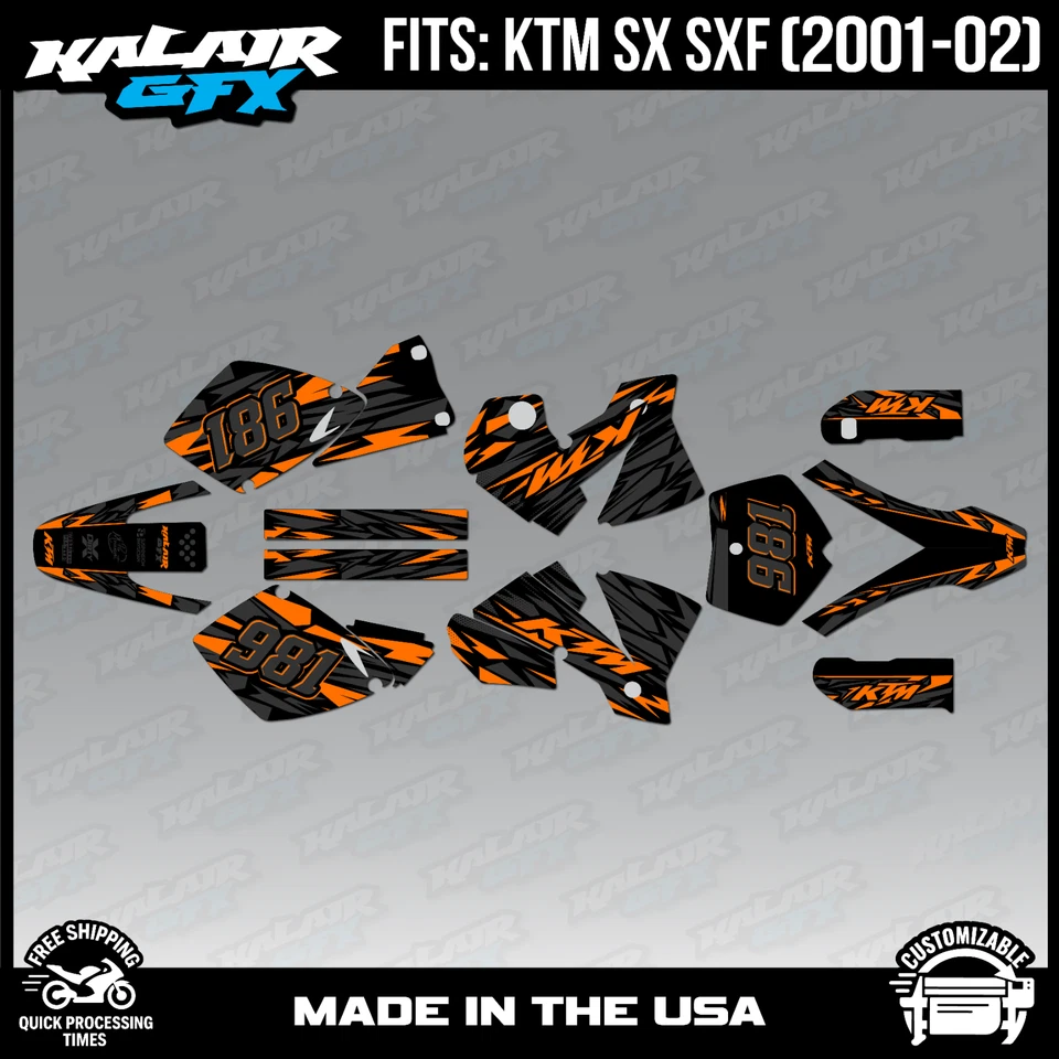 Kit Gráficos para KTM SX SXF 125 250 380 520 525 (2001-2002) Twitch - Naranja Foto 1 de 4