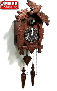 Kuckucksuhr, traditionelle Schwarzwälder Handarbeit Holz Quarzuhr KT816W - Bild 1 von 8