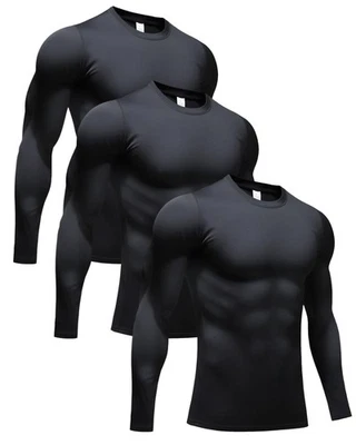 Men's Thermal Underwear Shirt, Fleece Lined Base Layer Cold Weather Tops Long... - Image 1 of 4