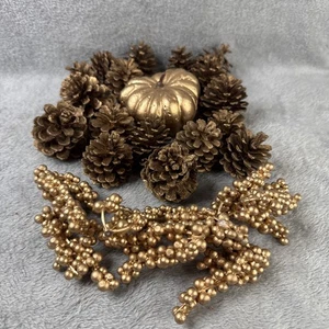 Pigna, Zucca Autunno, Decorazione Natalizia Colore Oro - Foto 1 di 6