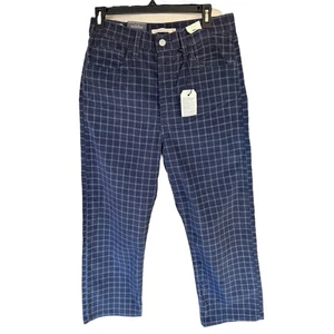 Levis Premium Rib cage Straight Ankle Jeans Plaid 30x27 Button Fly Preppy NWT - Picture 1 of 13