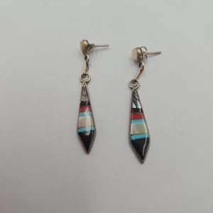 Orecchini vintage in argento sterling con incastonatura multipietra - Foto 1 di 3