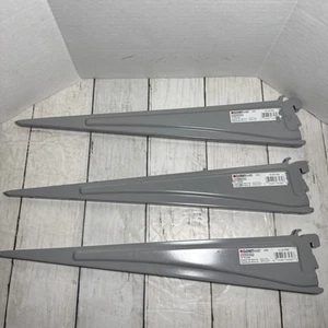 ClosetMaid Maximum Load 16" Gray Heavy-Duty Steel Closet Shelf Bracket 3 Pieces - Picture 1 of 4