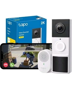 Sealed Tapo 2K video doorbell camera D210 tp-link  wide view wireless with chime - Picture 1 of 8