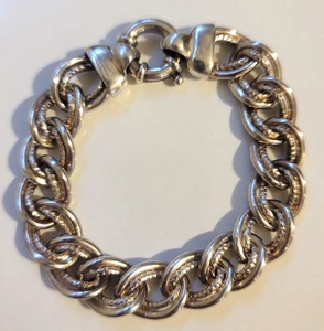 Vtg MILOR ITALY Sterling Silver Chunky Chain Link Bracelet 28 Gr Size 7 1/2" - Picture 1 of 18