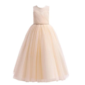 Abito lungo da principessa in tulle Weileenice bambina taglia 140 champagne manica formale 579 - Foto 1 di 8