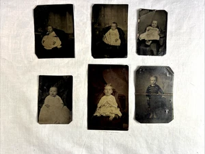 6 antike TINTYPE PORTRAIT FOTOS von BABYS aus SCRANTON PA - Bild 1 von 8