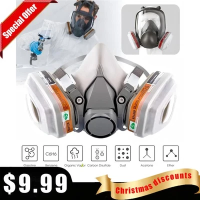7 in 1 Half Face Gas Mask Facial Chemical Spray Paint Safety 6200 Respirator US - Image 1 of 4