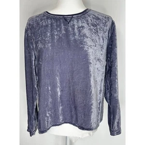 J Jill Crushed Velvet Shirt Damen MP Blau Langarm Rundhals Viskose - Bild 1 von 8