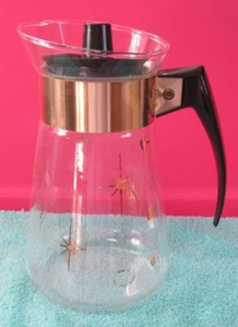 Vintage Corning Atomic Star Burst Coffee Pot ~ Heat Proof Glass ~ With Lid - Picture 1 of 7