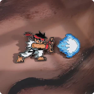 Retro Ryu Street Fighter Retro Enamel Pin Badges Pixel 2 Piece Gaming Video Game - Picture 1 of 2
