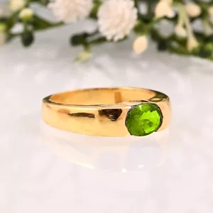 Gemstone Men's Handmade Natural Peridot Ring Gold Ring 14K Solid Yellow Gold. - Picture 1 of 3