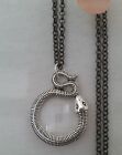 Magnifying Glass Statement Necklace Pendant Snake Silver Black Chain Long Adjust