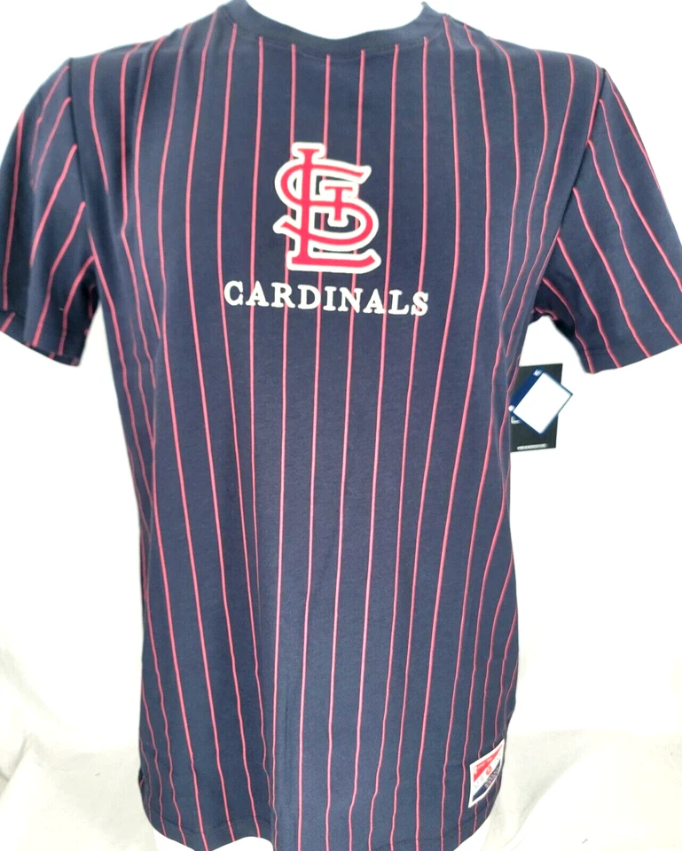 NEW St. Louis STL Cardinals Navy Striped New Era SS Crew Neck Tee Shirt Men's L - Image 1 of 4