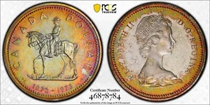 Dólar de plata C098 Canadá 1973 R.C.M.P. Centennial KM-83 PCGS SP67 muy bien tonificado. - Imagen 1 de 4