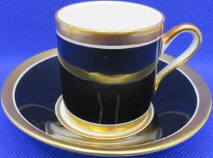 Richard Ginori Demitasse Espressotasse Untertasse Contessa Florence Italy Schwarz Gold - Bild 1 von 11