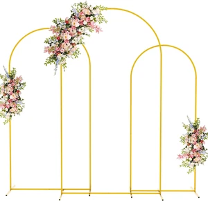 Juego De 3 Soportes Arco Metal 6 y 7 Pies Dorado Decoracion Para Bodas Fiestas - Picture 1 of 12