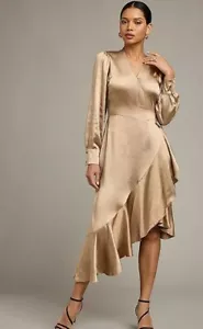 Kaleidoscope Wrap Midi Dress In Champagne UK 14 (FM127-2) - Bild 1 von 5