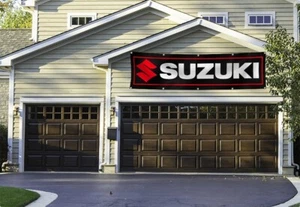 Suzuki Logo Banner Flag 2x8 FT Motocross Bike Car Show Garage Wall Decor Sign US - Picture 1 of 8
