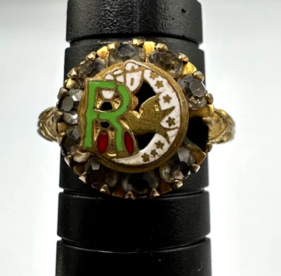 Vintage Daughters of Rebekah Ring 10K Gold Filled Fraternal Enamel Size 5.5 - Image 1 of 4