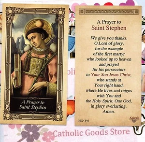 St. Stephen with Prayer to Saint Stephen - Glossy Paperstock Holy Card - Picture 1 of 3