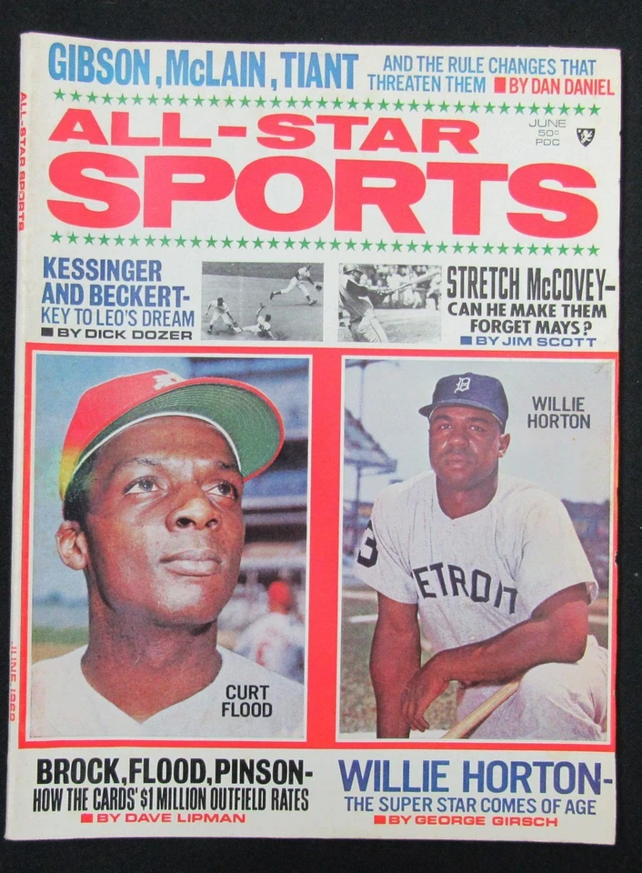 Revista deportiva All Star de junio de 1969 Curt Flood cubierta de los Cardenales de San Luis 185539 Foto 1 de 1