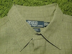 POLO RALPH LAUREN soft 100% wool shirt button down relaxed fit heathered mens XL - Picture 1 of 10