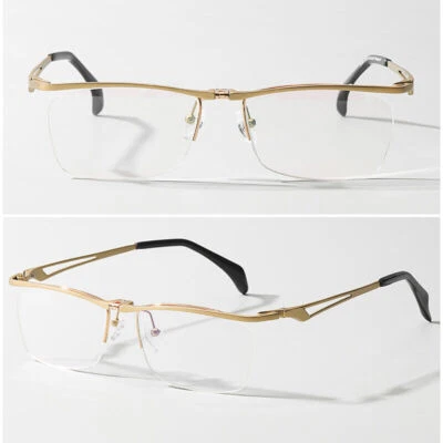 Titanium Flip Up Eyeglass Frames Half Frame Foldable Glasses Frame Rx-able - Image 1 of 4