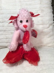 8” 2005 FourStar Group Cuddly Cousins Valentines Diva Pink Poodle Dog Plush - Picture 1 of 8
