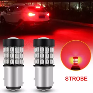 2Pcs 1157 LED Strobe Flashing Brake/Stop Bulb Tail Blinking Light Safety Warning - Picture 1 of 8